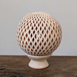 Portavela Esfera Barro Blanco