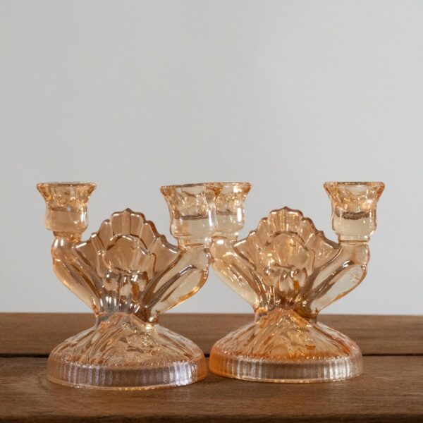 Set De Candelabros Concha En Cristal