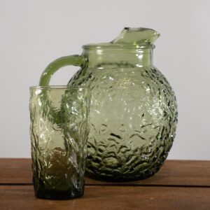 Set De Jarra Y Vaso Vintage En Vidrio